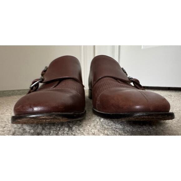 CALIBRATE Men’s Brown Leather Double Monk Strap Dress Shoes 11M – Classic Style - Picture 8 of 11